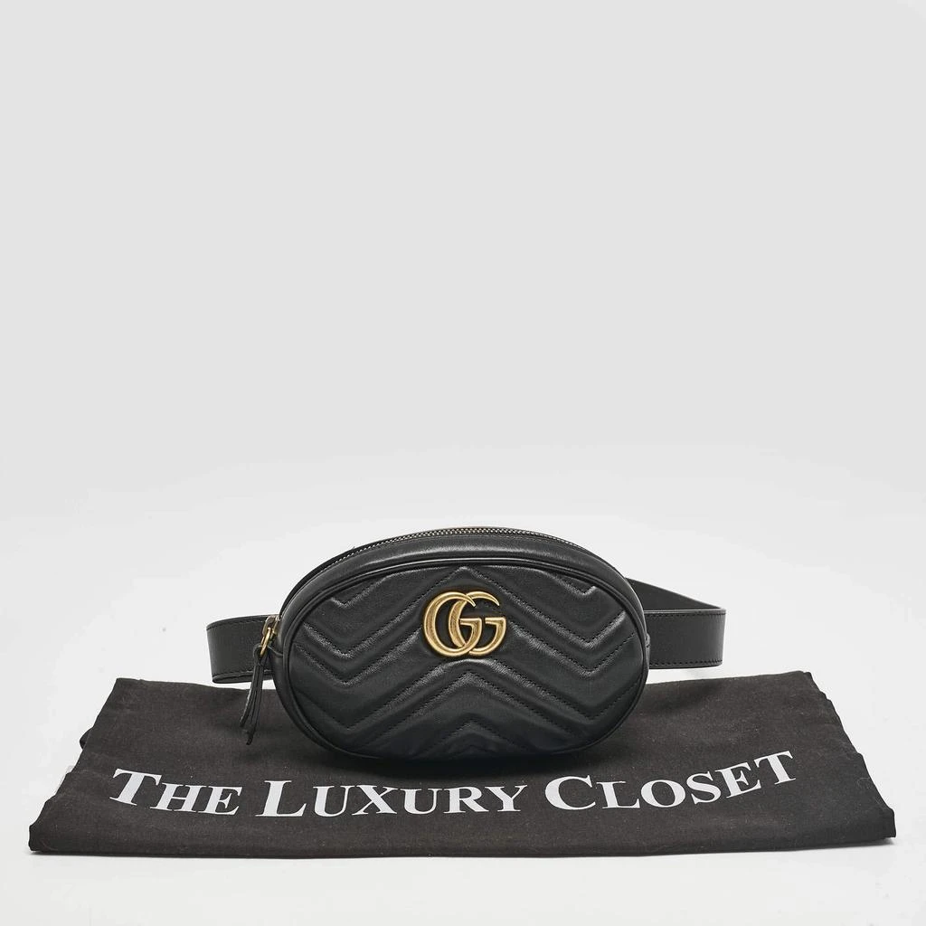 Gucci Gucci Black Matelassé Leather Mini GG Marmont Belt Bag 11