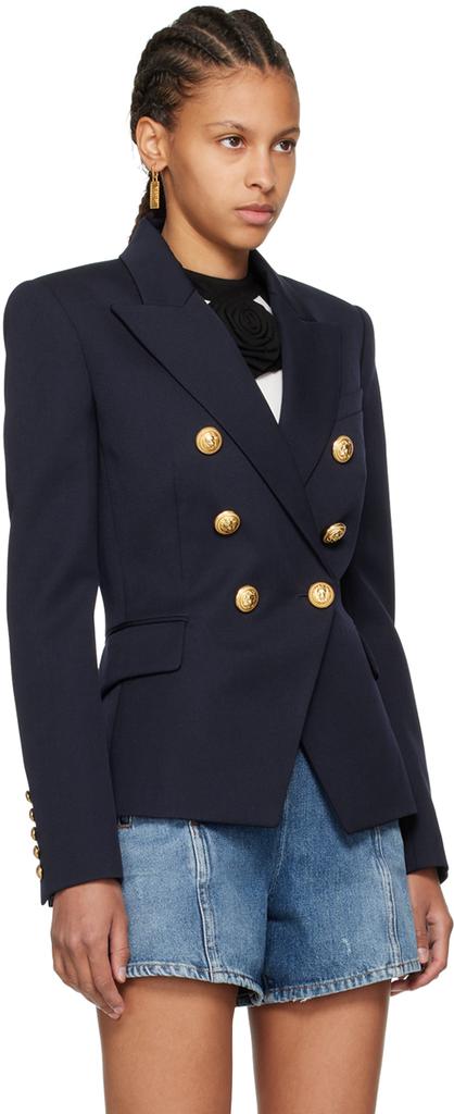 Balmain Navy Double-Breasted Blazer