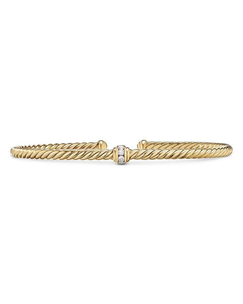 David Yurman 18K Yellow Gold Cable Classics Pavé Diamond Center Station Bracelet 1