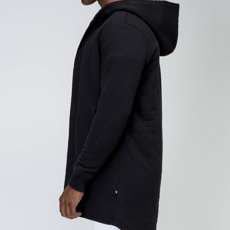 Konus Men's Sherpa Lined Long Hoodie In Black