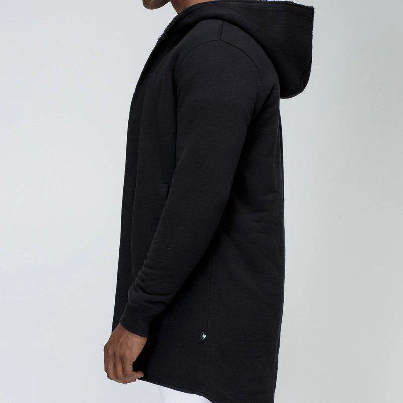 Konus Men's Sherpa Lined Long Hoodie In Black 2