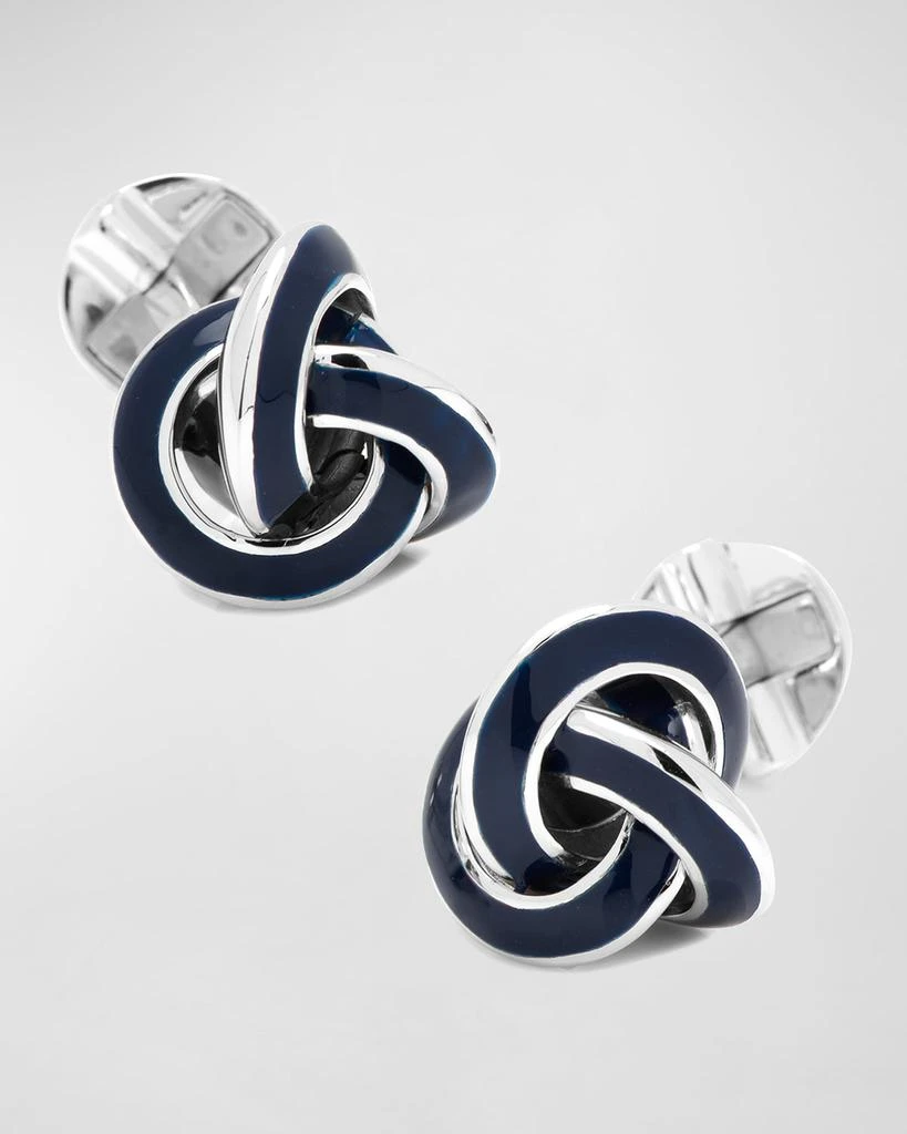 Cufflinks Inc. Sterling Blue Enamel Knot Cufflinks
