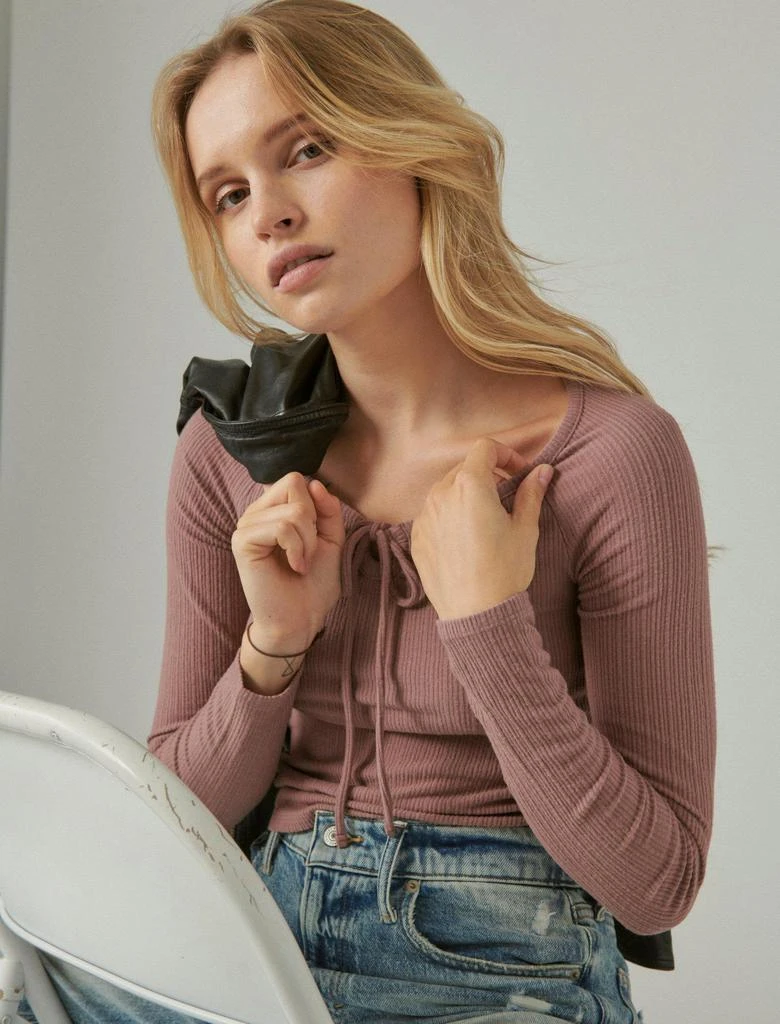 Lucky Brand Women's Lace Up Knit Top 4
