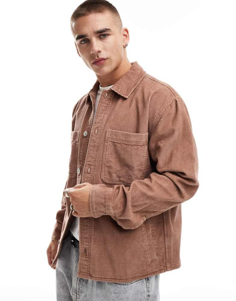 Abercrombie & Fitch Abercrombie & Fitch cord shirt jacket in rust 1