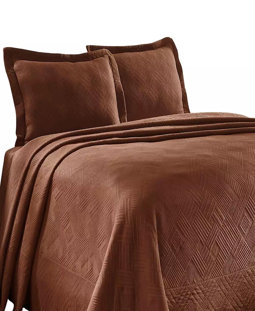 Superior CLOSEOUT! Geometric Fret Textured Jacquard Matelasse All-Season 3-Piece Bedspread Set