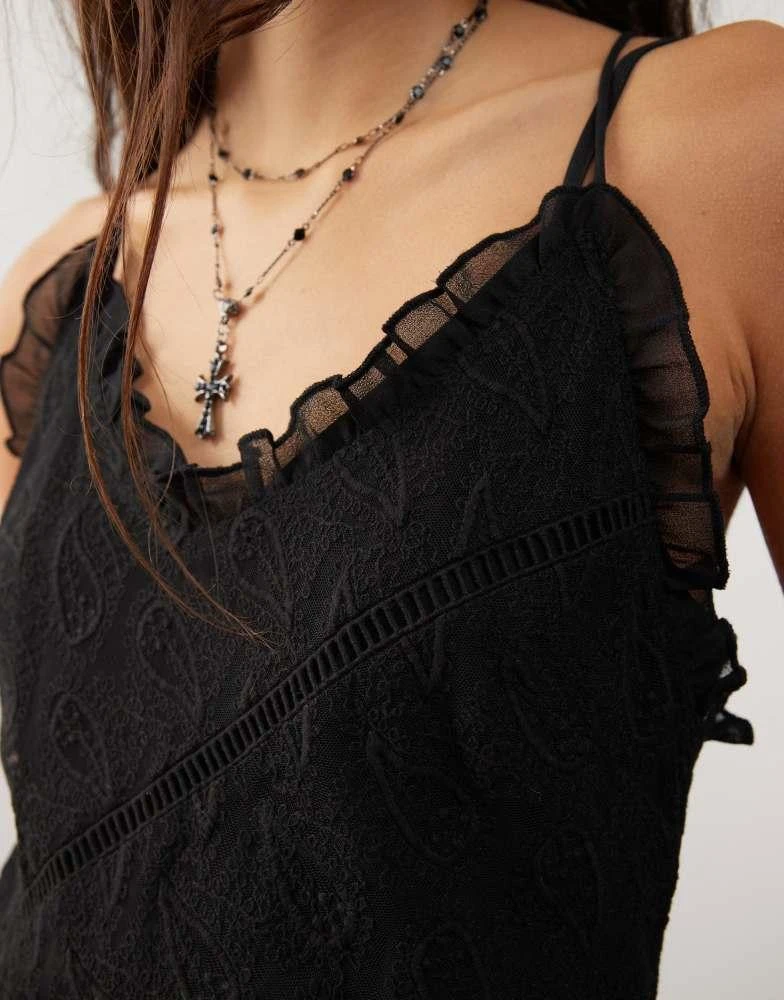 Reclaimed Vintage Reclaimed Vintage maxi dress with spliced lace panels in black 4