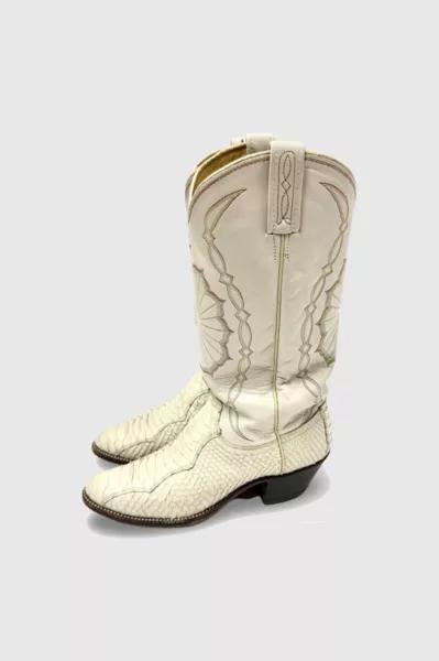 Urban Outfitters Vintage 1980’s Dan Post White Python Cowboy Boots