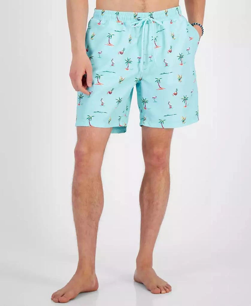 Club Room Men's Florida Life Quick-Dry Tropical Bird-Print 7" Swim Trunks, Created for Macy's 1