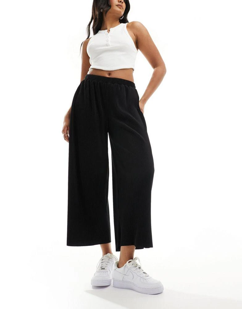 ASOS ASOS DESIGN plisse wide trouser culottes in black 1