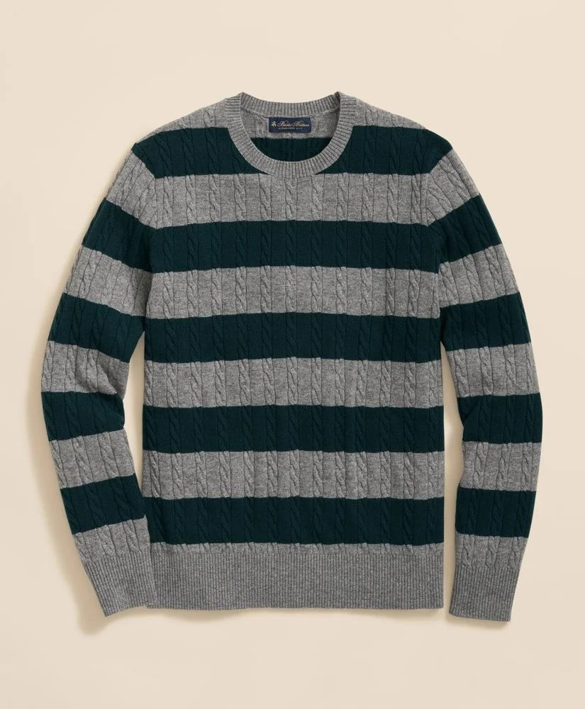 Brooks Brothers Cashmere Wool Cable-Knit Sweater in Rugby Stripe 1