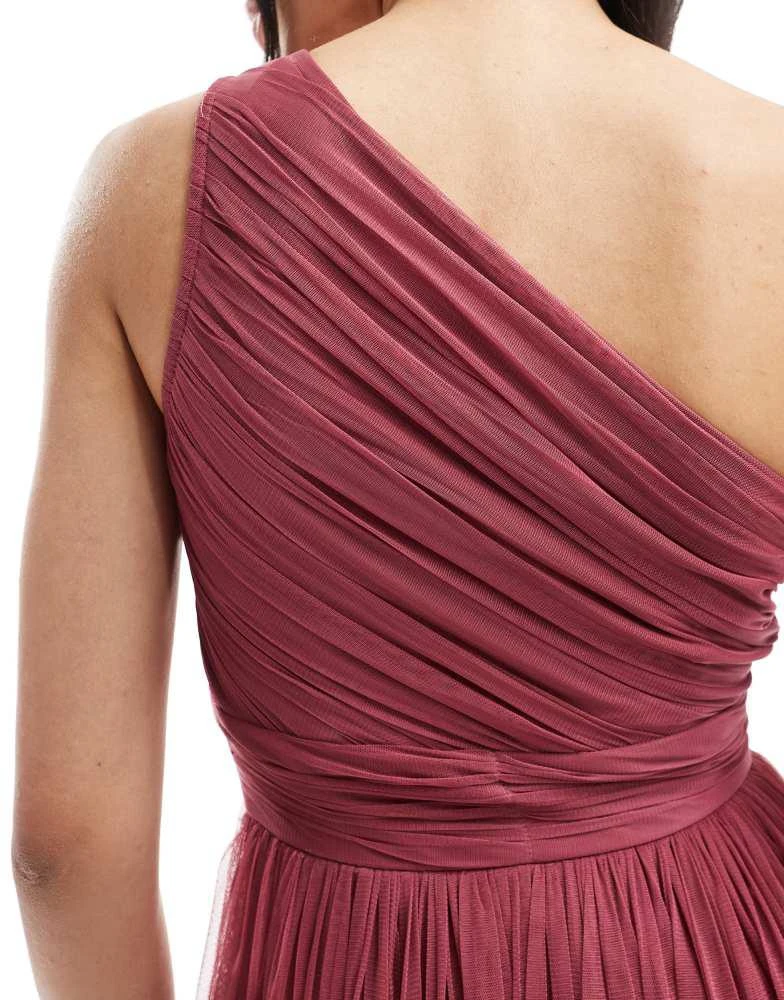 Lace 
Beads Lace 
Beads Bridesmaid one shoulder tulle maxi dress in orchid 3