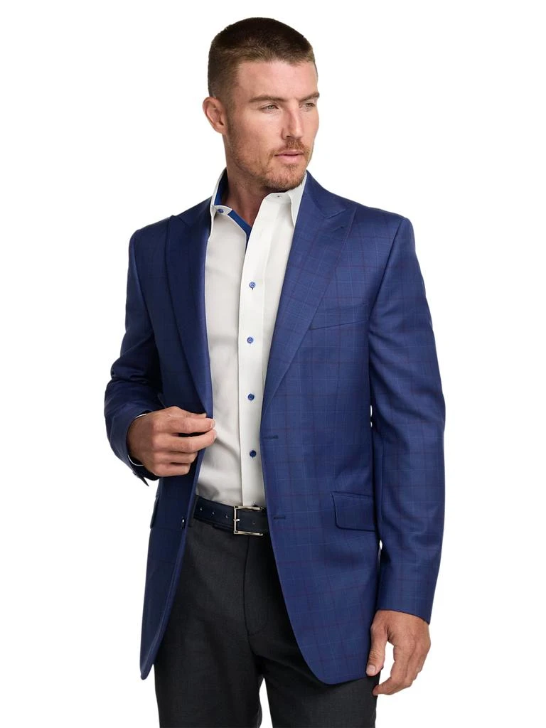 Paul Fredrick Wool Blend Windowpane Single Breasted Peak Lapel Sport Coat 3