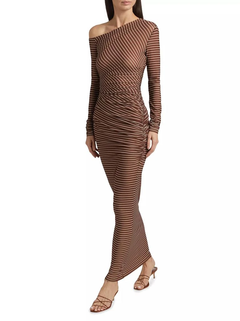 Ronny Kobo Annamaria Striped One-Shoulder Dress 2