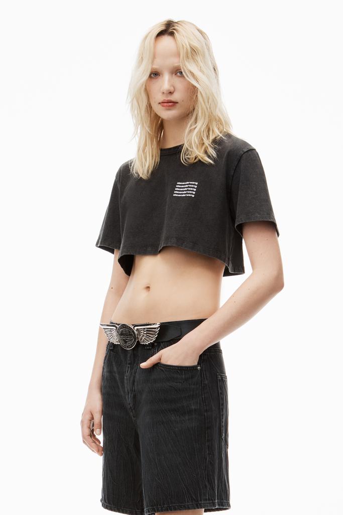 Alexander Wang CROPPED TEE IN ACID WASH JERSEY