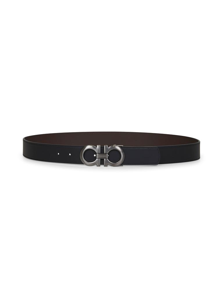 Salvatore Ferragamo FERRAGAMO | Black leather Gancini reversible belt | Man | 90
