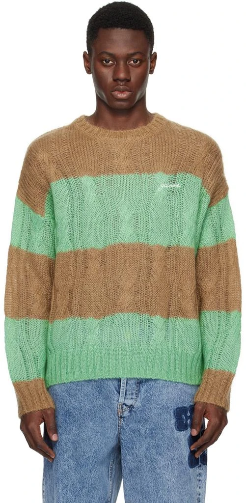 Ganni Brown & Green Striped Sweater 1