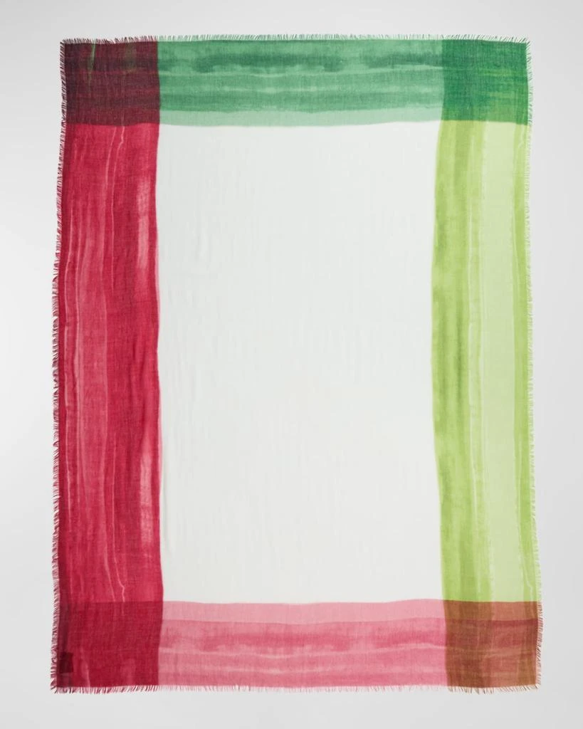 Franco Ferrari Multicolor Bordered Cashmere Scarf 1