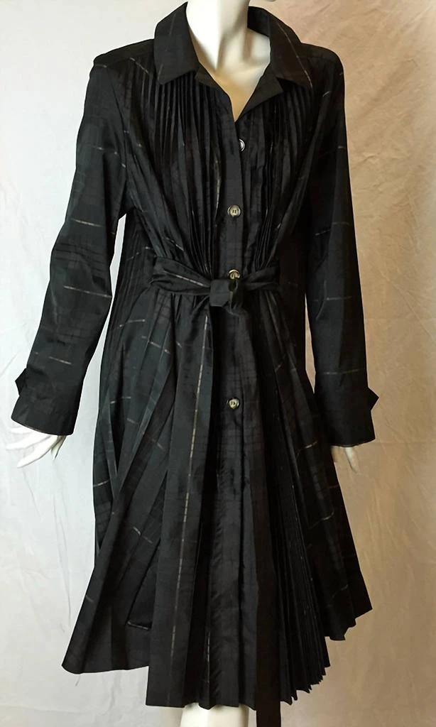 ikito Ikito - Women
s Plaid Pleated Raincoat Dress