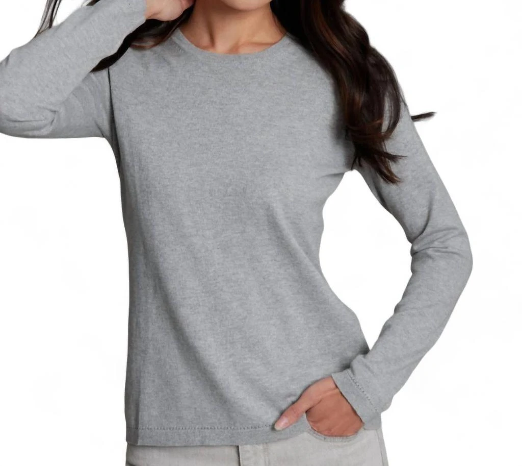 Alashan Cashmere Cotton Cashmere Classic Crew Neck Pullover In Fog 1