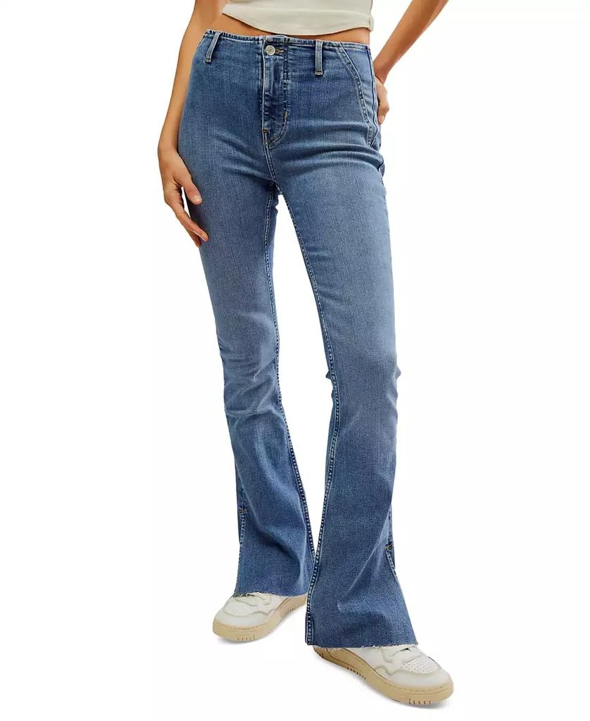 Free People Women's Level Up Mid-Rise Slit Bootcut Jeans 1