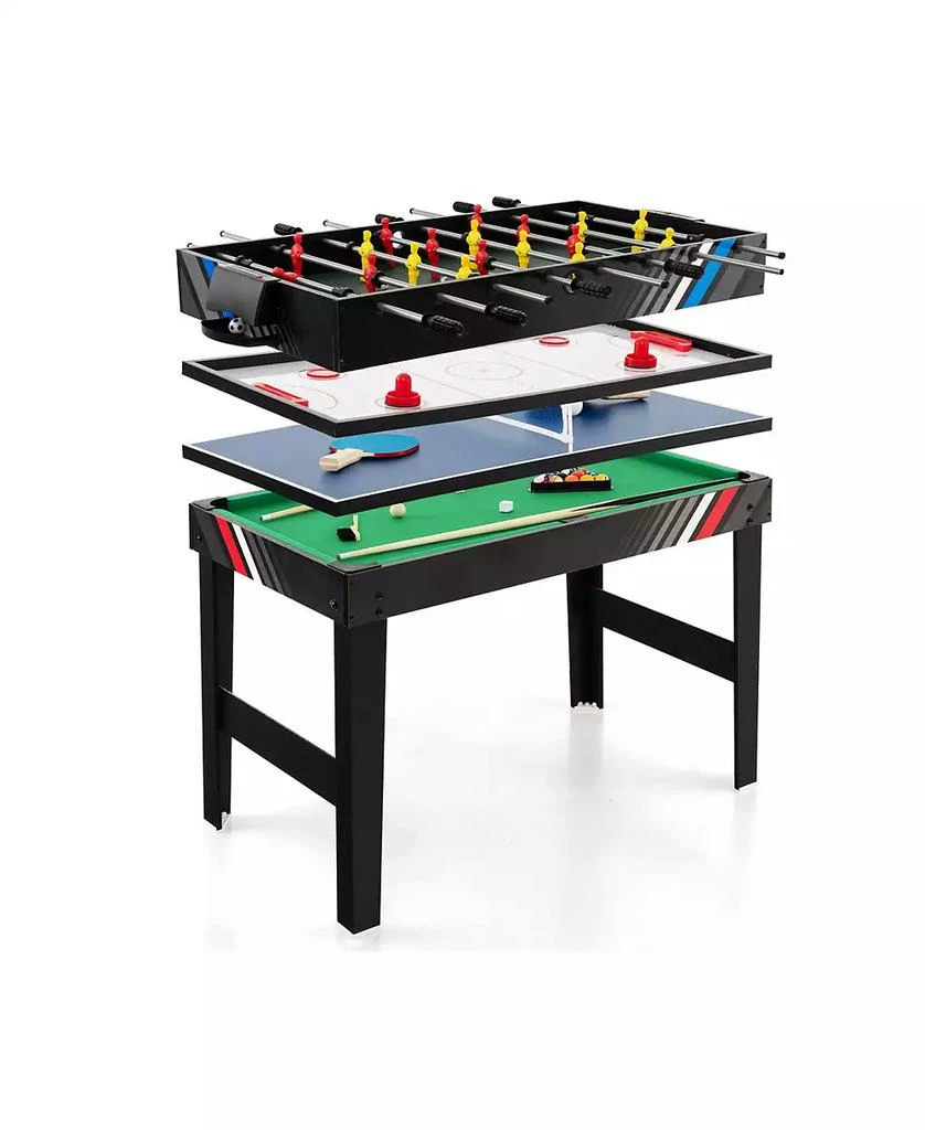 Costway 4-in-1 Combo Game Table 49" Foosball with Pool Billiards Air Hockey Table Tennis 10