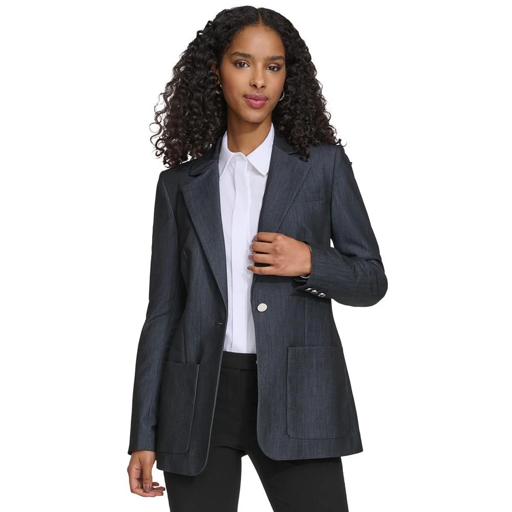 Calvin Klein Women's One-Button Notched-Collar Blazer 2