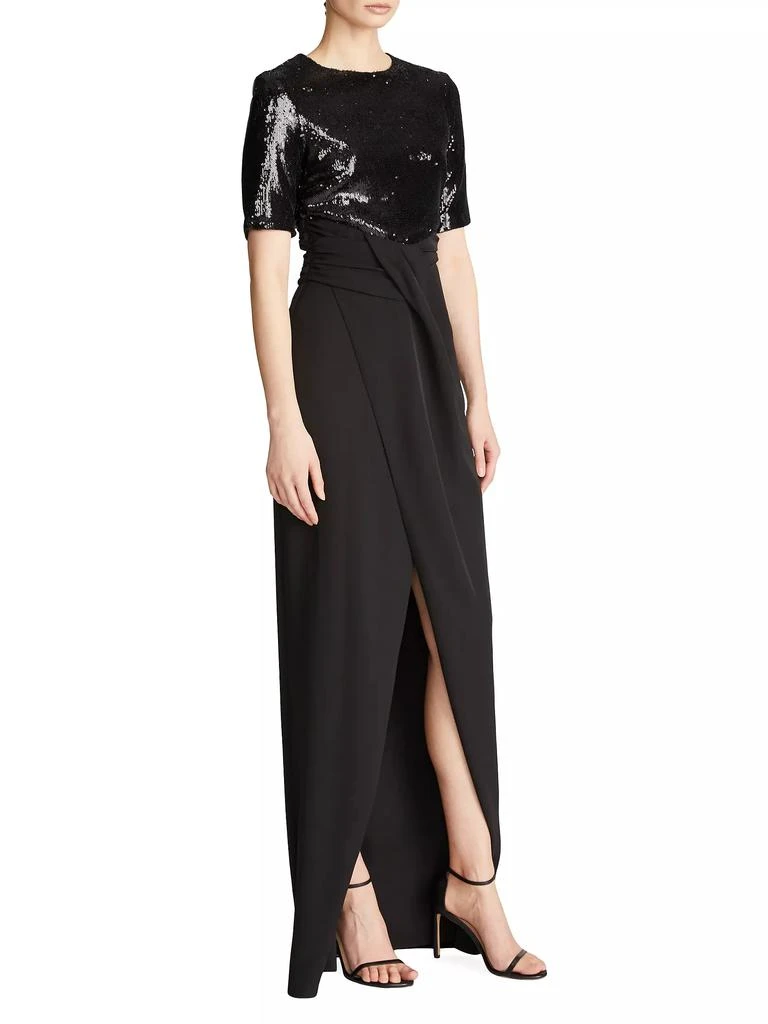 Halston Keagan Short-Sleeve Sequined Gown 3