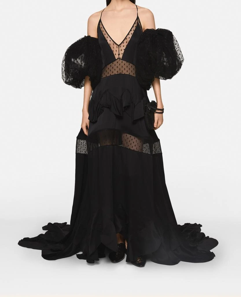 Stella McCartney Stella McCartney - Puff Sleeve Polka Dot Mesh Maxi Dress, Woman, Midnight black, Size: 38 1