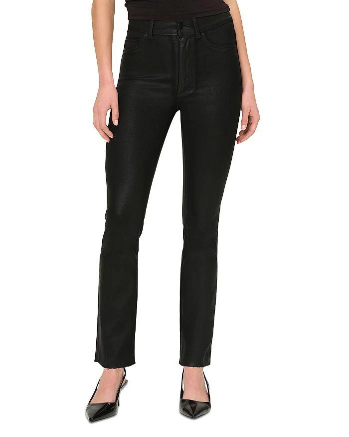DL1961 Halle Instasculpt High Rise Straight Leg Jeans in Black Coat 1