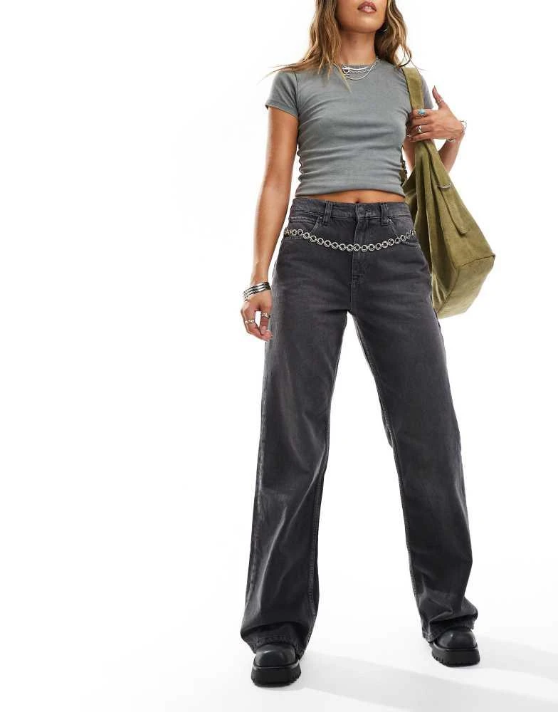 Free People Free People tinsley high-rise baggy straight leg jeans in black 1