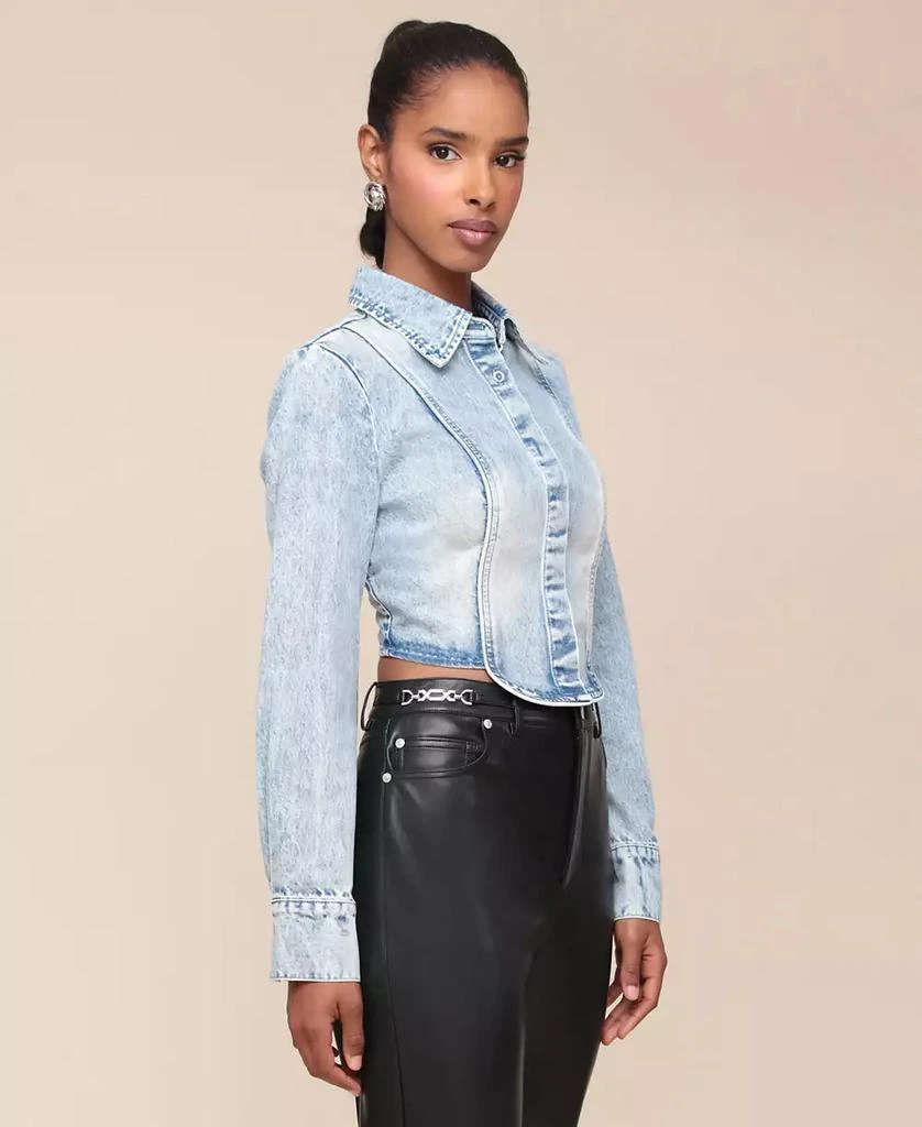 Avec Les Filles Women's Tuxedo Long-Sleeve Denim Shirt 3