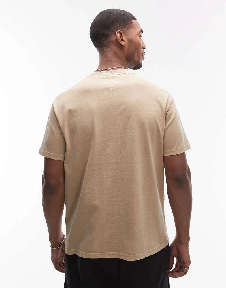 Tommy Jeans Tommy Jeans relaxed badge logo t-shirt in tan 4