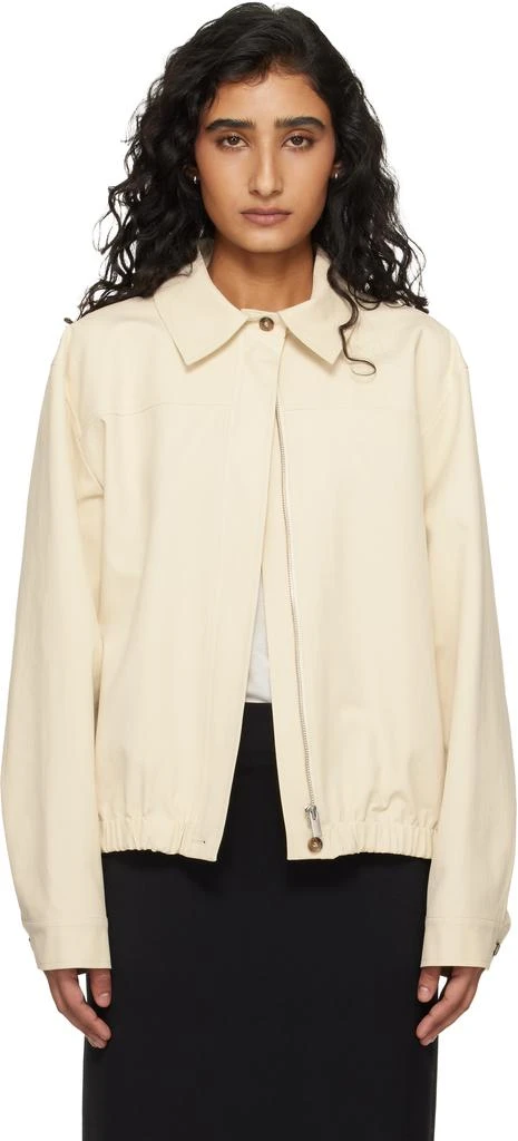 Loulou de Saison Beige Drew Cotton Gabardine Windbreaker Jacket