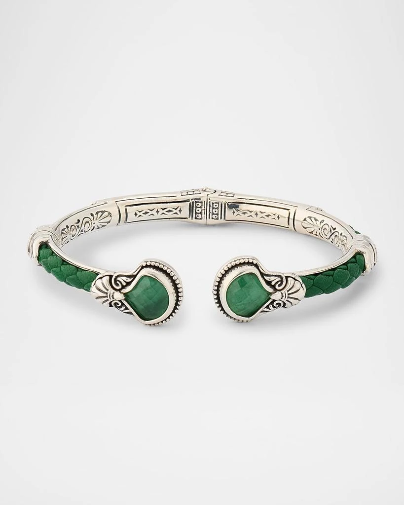 Konstantino Ivy Rock Crystal, Aventurine and MOP Triplet Cuff Bracelet