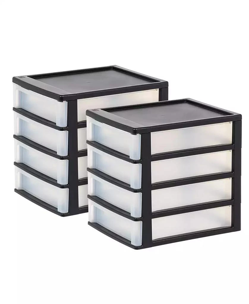 IRIS USA 4-Drawer Desktop Storage Unit, 2 Pack, White