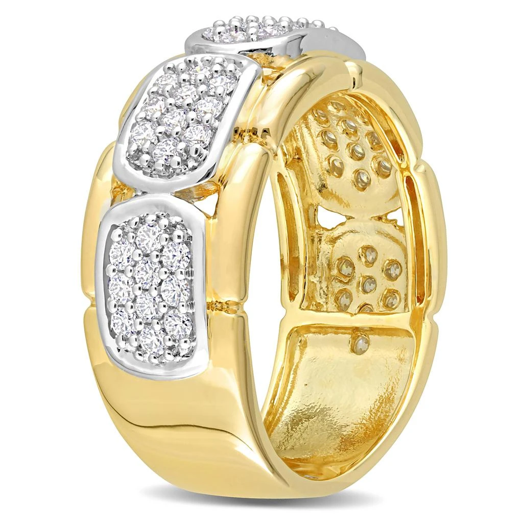 Mimi & Max 4/5ct TW Moissanite Station Men's Ring in 2-Tone Sterling Silver with Yellow Gold Plating 4