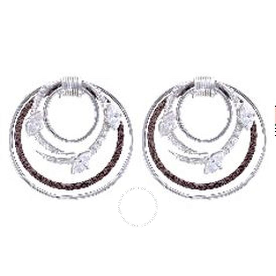 Charriol Tango White CZ Stones Stainless Steel Bronze PVD Cable Earrings