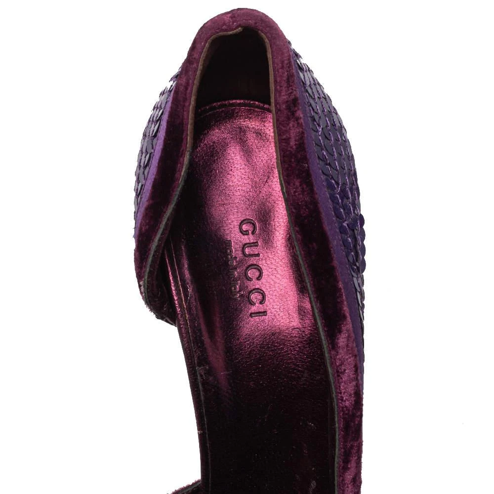 Gucci Gucci Purple Sequined Satin And Velvet Half D'orsay Pumps Size 38.5 7