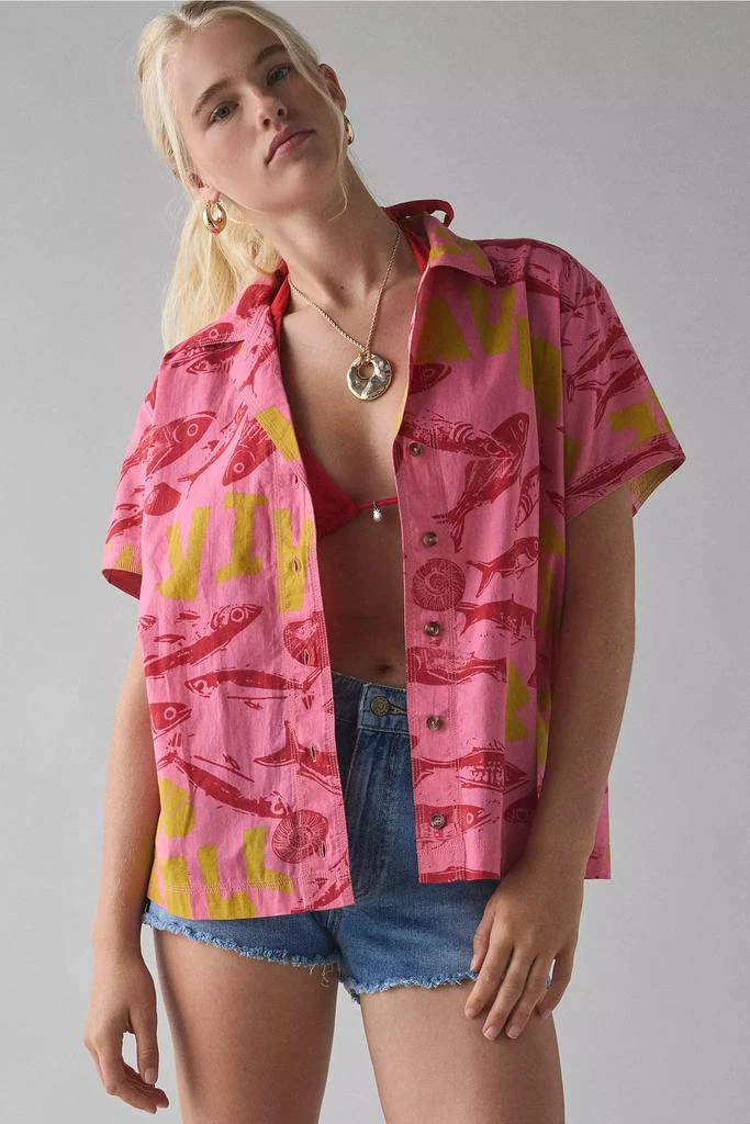 BDG BDG Asher Printed Souvenir Short Sleeve Button-Down Shirt 1