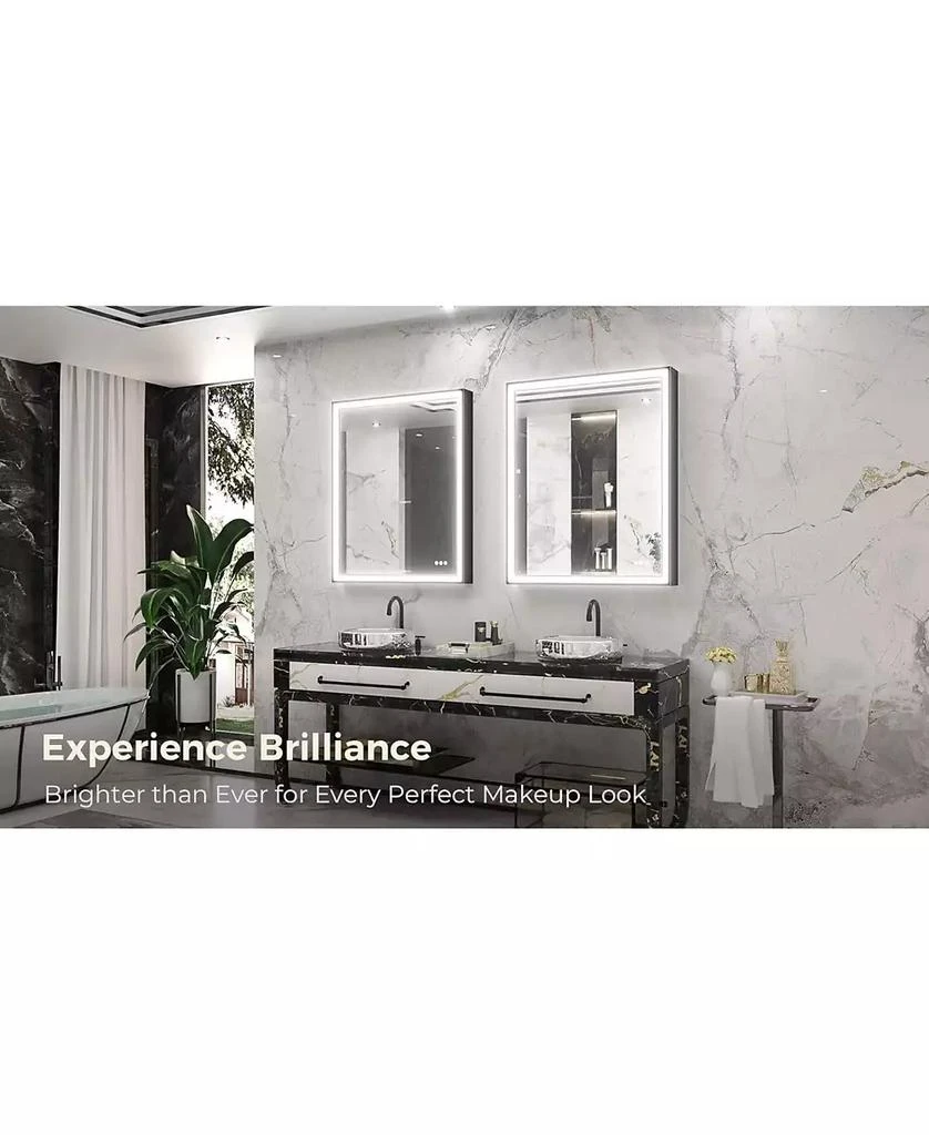 keonjinn 45° Angled Frontlit Metal Framed Bathroom Vanity Mirror with Anti-fog Function 2