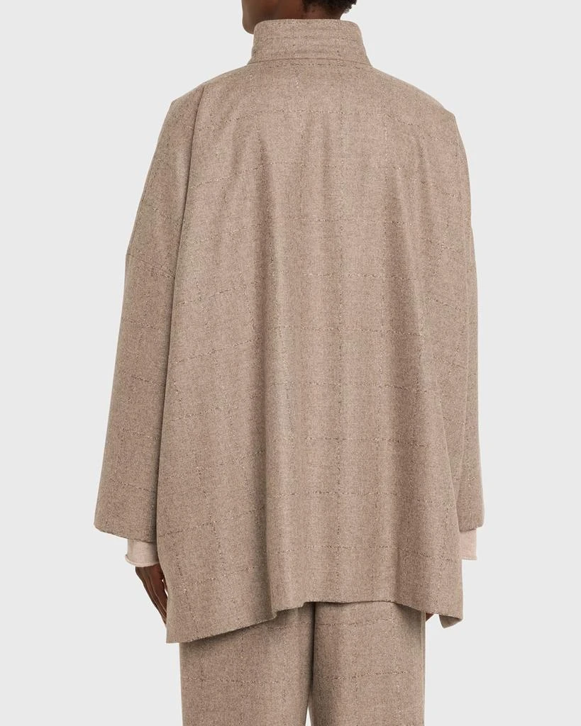 Eskandar Wide Longer-Back Double Stand Collar Jacket (Long Length) 3