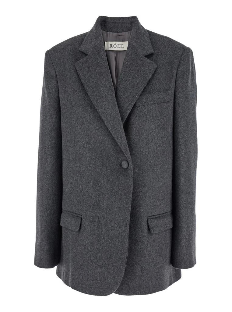 Rohe Grey Double-Breasted Jacket With Notched Revers In Wool Blend Woman 1