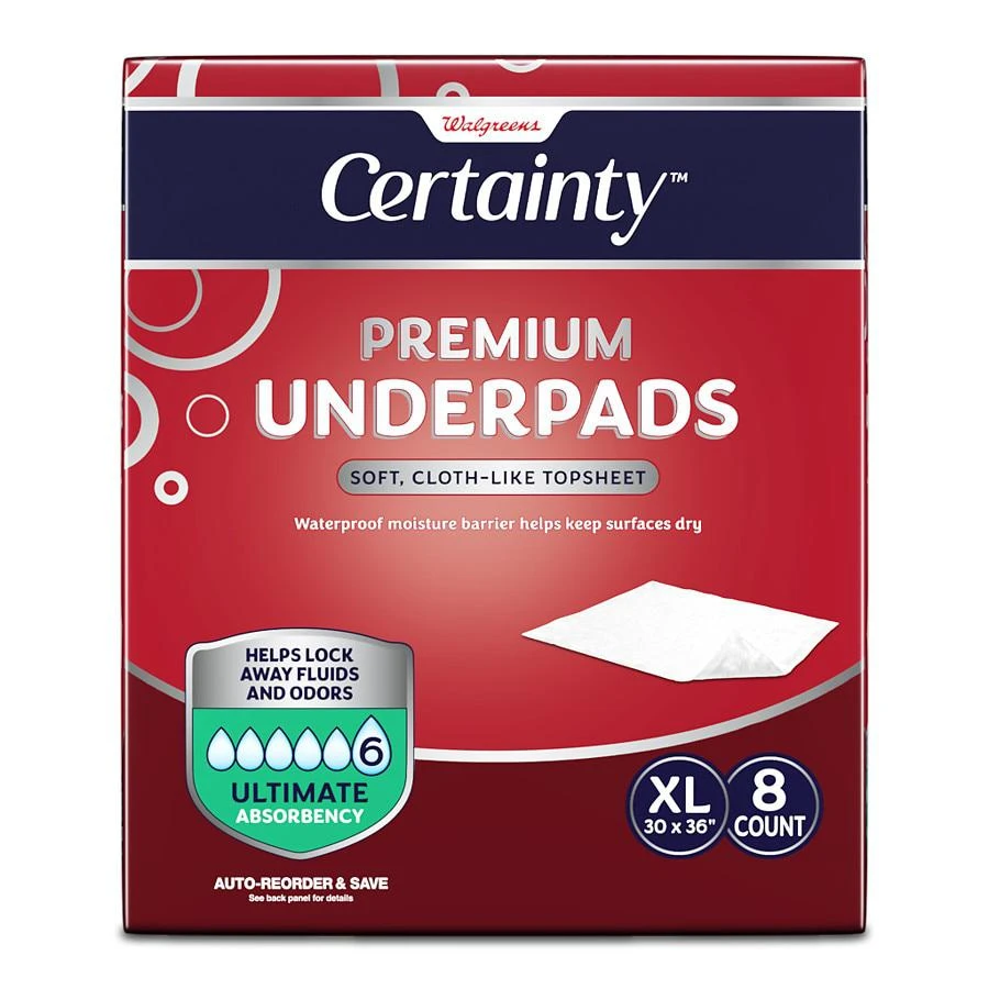 Walgreens Premium Underpads, Day & Night Protection, Ultimate Absorbency X-Large 1