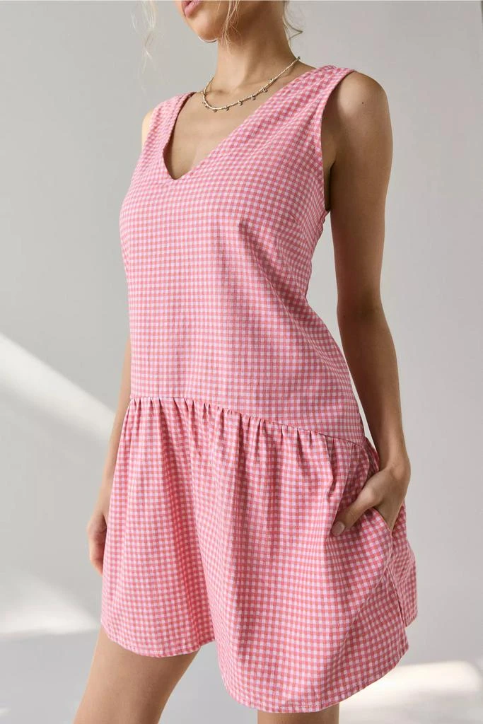 Motel Motel Margare Gingham Drop Waist Shift Mini Dress 2