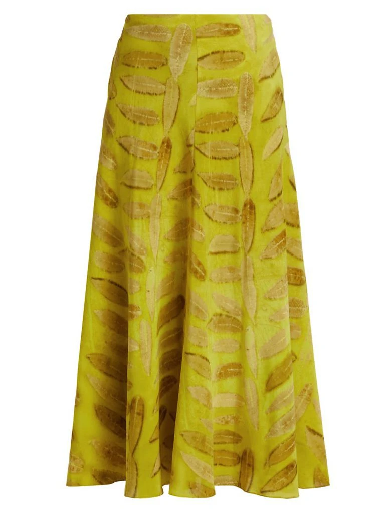 Brandon Maxwell Millie Silk Printed Flare Midi-Skirt 1