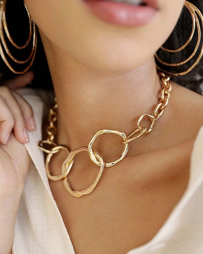Ettika Jewelry Interlocking Golden Chain Statement Necklace, 15"-19" 8