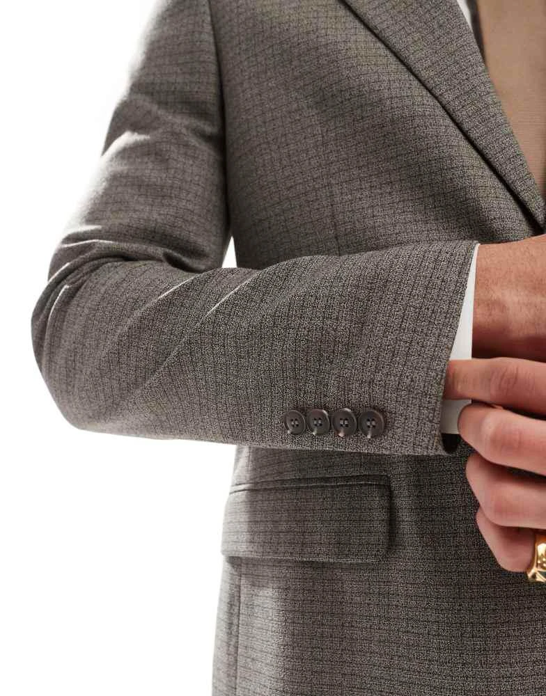 River Island River Island single breasted suit jacket in heritage microcheck 2