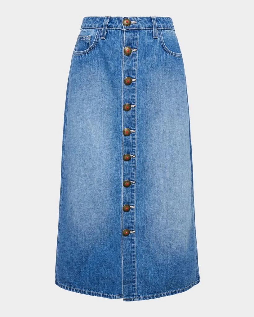 L'Agence Kathleen Button-Front Denim Midi Skirt 1