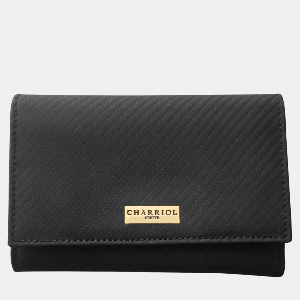 Charriol Charriol Black Leather Carbon Wallet 1