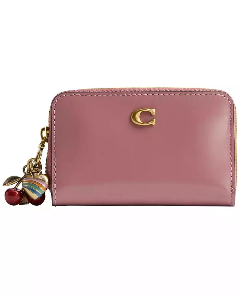 Coach Essential Small Leather Zip-Around Card Case with Charms